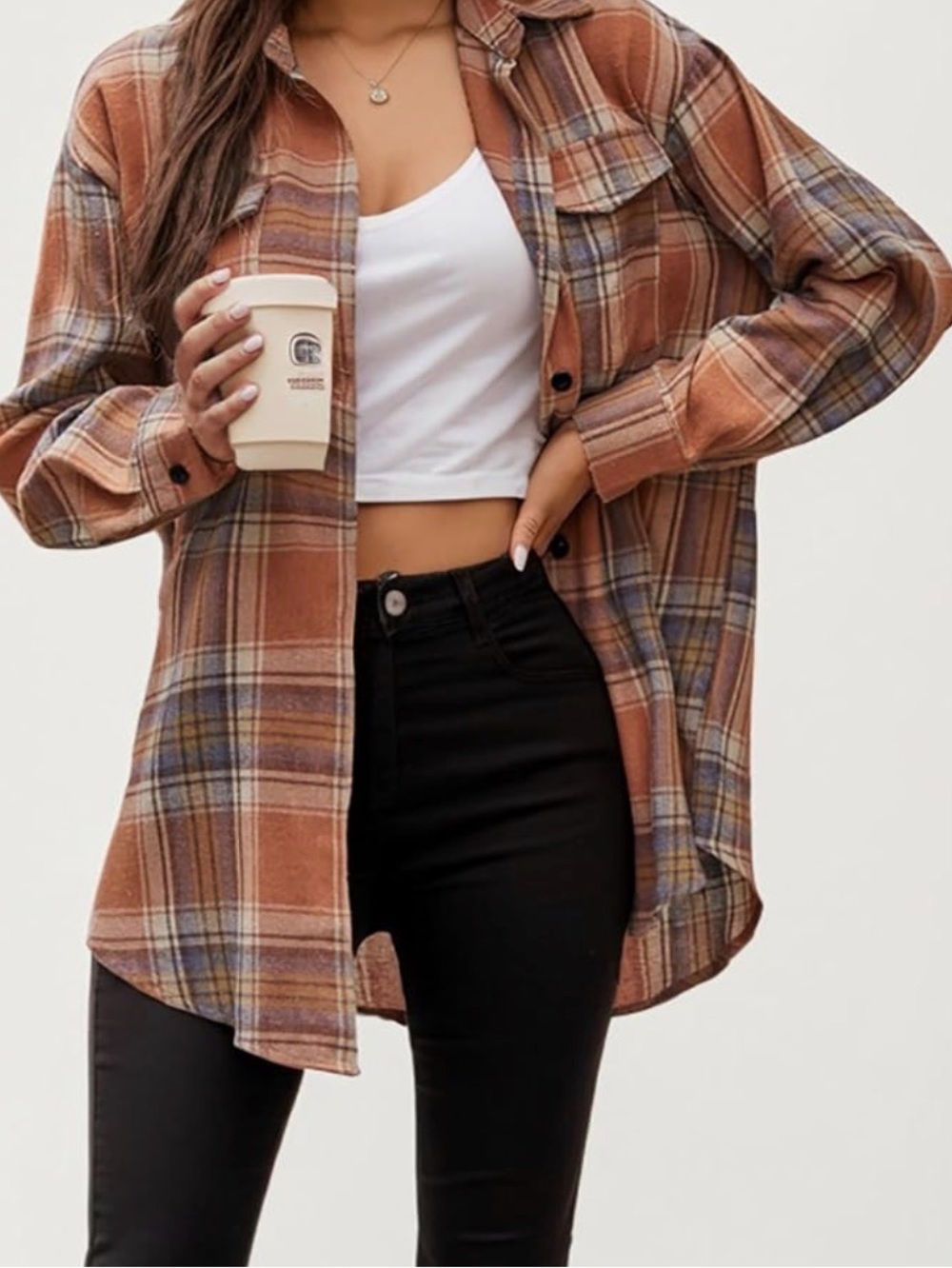 Plaid Button-Up Shirt - Rust Plaid